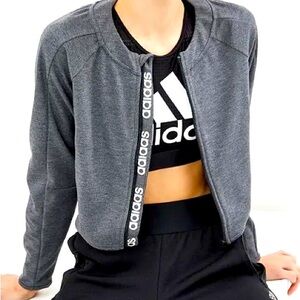 ADIDAS sL full zip cropped jacket-looks NEW-Climalite moisture wicking-pockets!